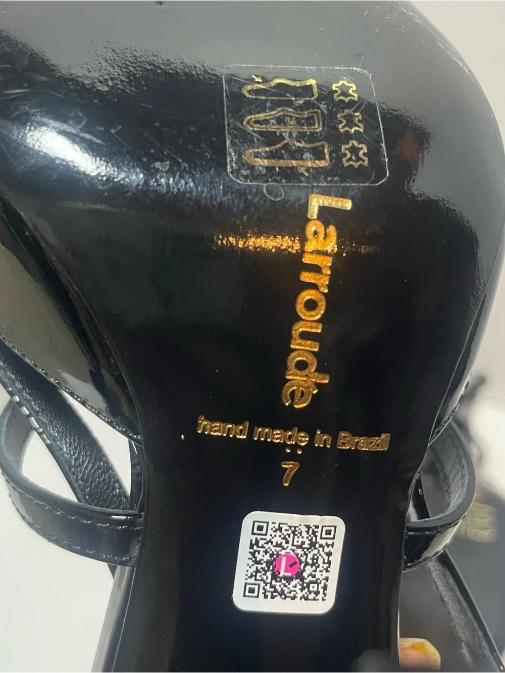 Larroudé Black Patent Leather Bow Slingback Stiletto Heels Size 7
